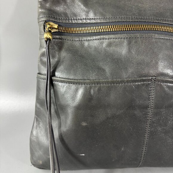 Hobo Angler Gray Leather Crossbody Bag - Picture 2 of 15